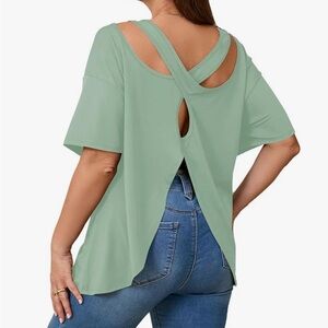 Women's Green Cross-Back Top